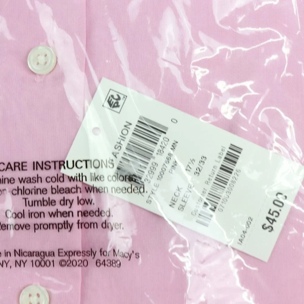 Club Room, Men's Regular Fit Solid Dress Shirt, Pink, XL - Picture 4 of 4